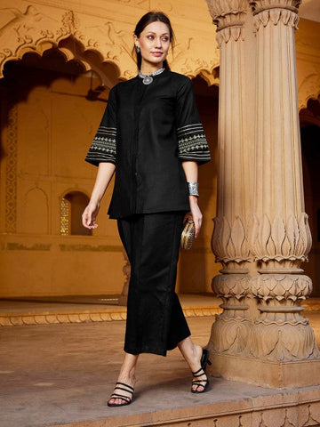 Women Floral Embroidered Top & Trousers Co-ords Set VitansEthnics