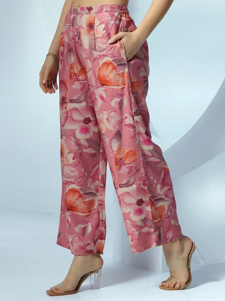 Women Indo Western Floral Printed Crop Top With Shrug & Palazzo Ethnic Co-Ords Set VitansEthnics