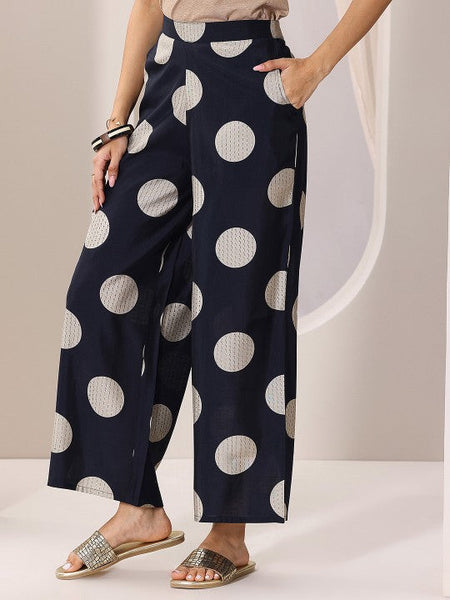 Women Indo Western Polka Dot Printed Kimono Style Shirt With Palazzo Co-Ords Set VitansEthnics