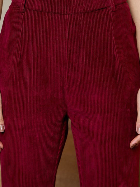 Maroon corduroy Waist Coat and Bell bottom Pants VitansEthnics