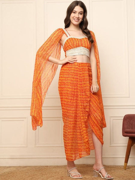 Women Indo Western Floral Printed Top With Maxi Skirt Co-Ords Set VitansEthnics