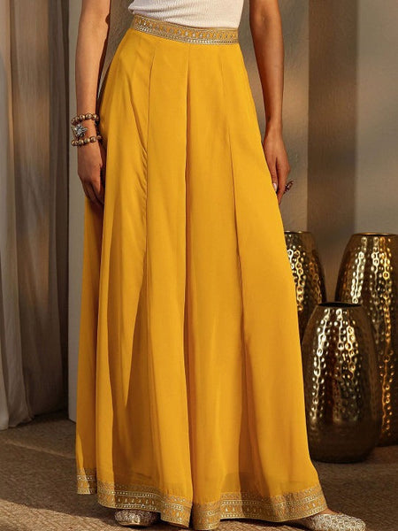 Women Embellished Round Neck Top & Palazzos Co-Ords Set VitansEthnics