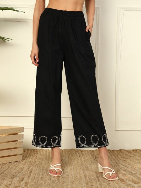 Women Boat Neck Pure Cotton Tunic With Trousers Co-Ords Set VitansEthnics
