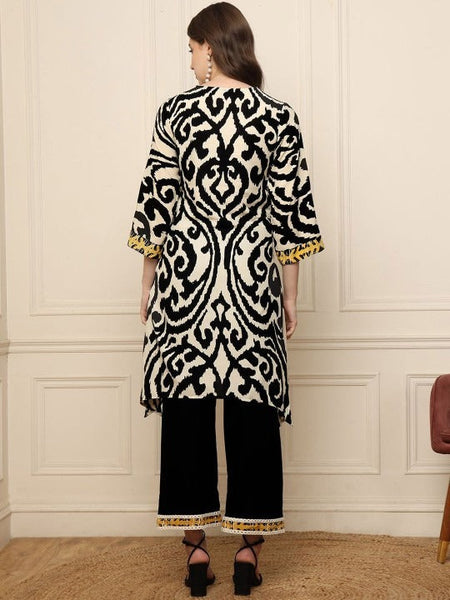 Women Abstract Printed V-Neck Tunic With Palazzo Co-Ords Set VitansEthnics