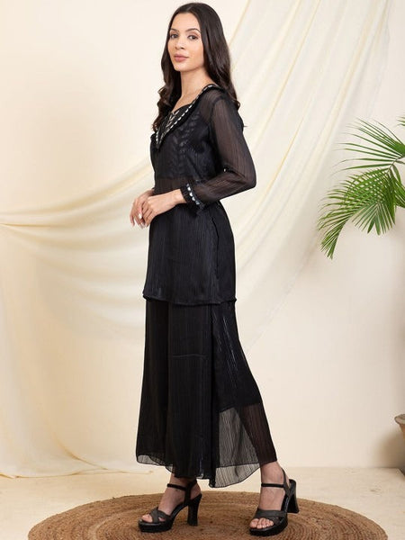 Women Printed Tunic & Palazzo With Inner Top Co-Ords Set VitansEthnics