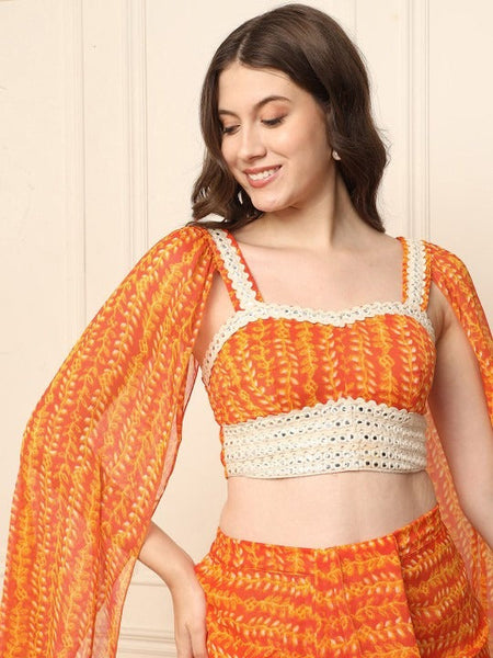 Women Indo Western Floral Printed Top With Maxi Skirt Co-Ords Set VitansEthnics