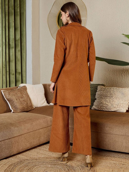 Rust brown corduroy Three Piece Coord Set VitansEthnics
