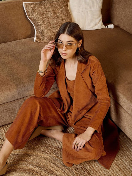 Rust brown corduroy Three Piece Coord Set VitansEthnics