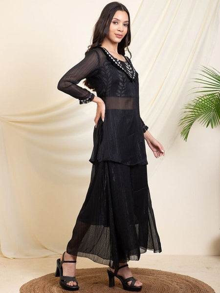 Women Printed Tunic & Palazzo With Inner Top Co-Ords Set VitansEthnics