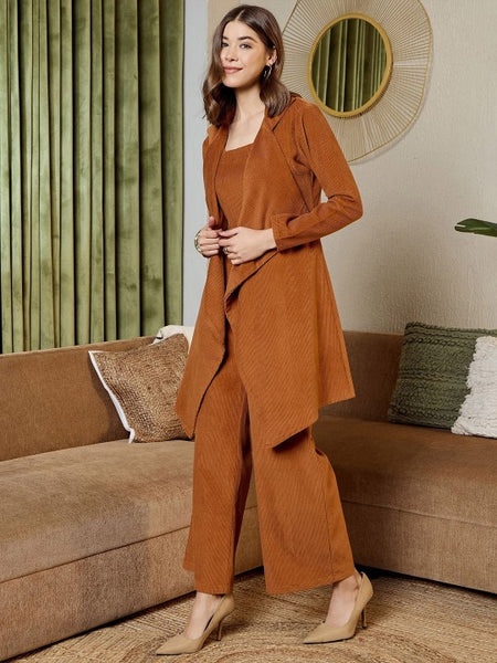 Rust brown corduroy Three Piece Coord Set VitansEthnics