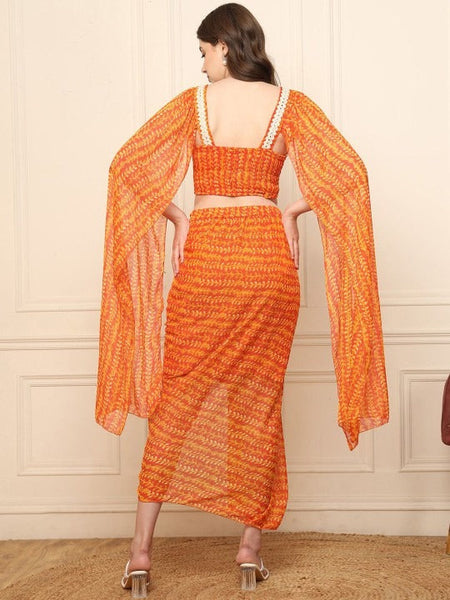 Women Indo Western Floral Printed Top With Maxi Skirt Co-Ords Set VitansEthnics
