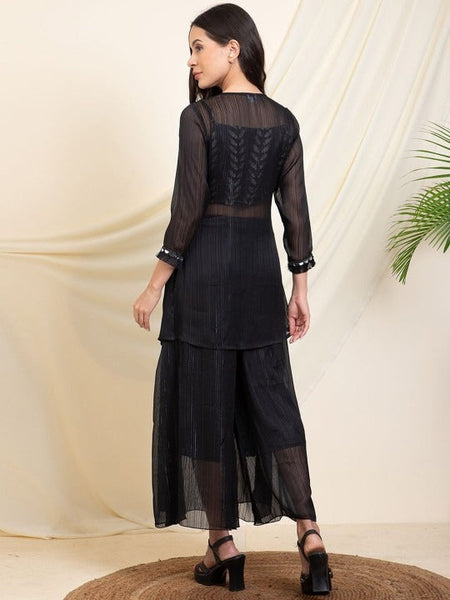 Women Printed Tunic & Palazzo With Inner Top Co-Ords Set VitansEthnics