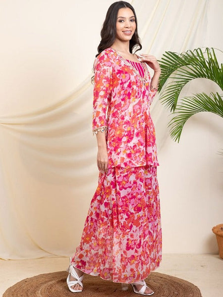 Women Abstract Printed Tunic & Palazzo With Inner Top Co-Ords Set VitansEthnics