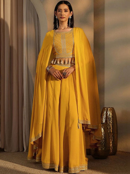 Women Embellished Round Neck Top & Palazzos Co-Ords Set VitansEthnics