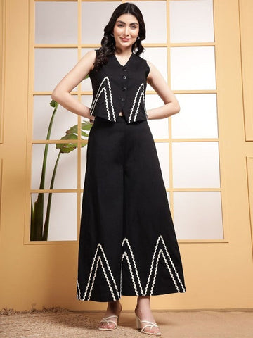 Women Indo Western Waist Coat With Trousers Co-Ords Set VitansEthnics