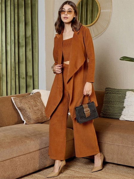 Rust brown corduroy Three Piece Coord Set VitansEthnics