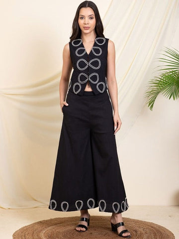 Women Waist Coat With Bell Bottom Pant Co-Ords Set VitansEthnics