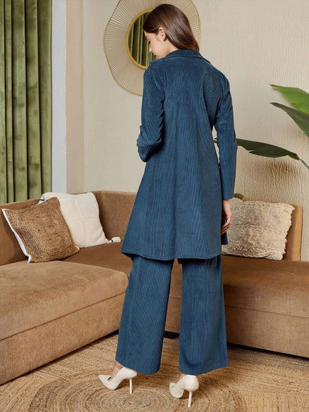 Blue corduroy Three Piece Coord Set VitansEthnics