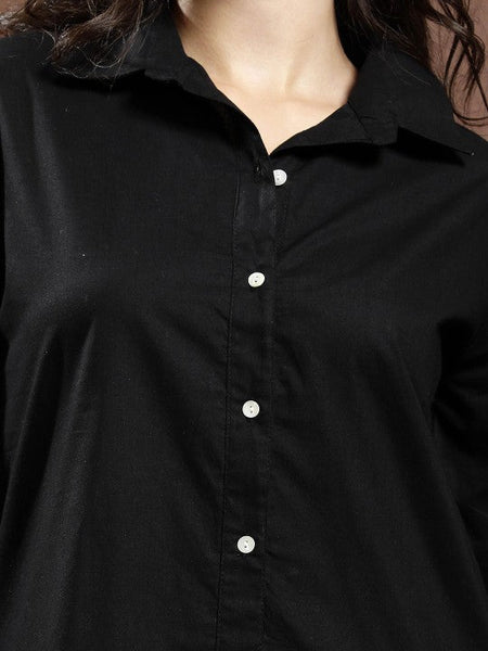 Women Black Lace Detailed Pure Cotton Shirt & Trousers Co-Ords set VitansEthnics