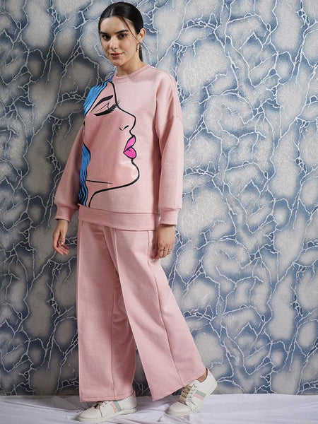 Women Graphic Printed Sweatshirt With Trouser Co-Ords set VitansEthnics