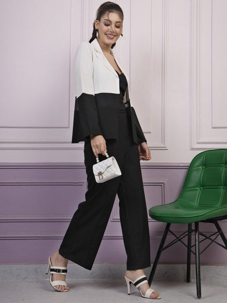 Women Colourblocked Coat with Trousers Co-Ords set VitansEthnics