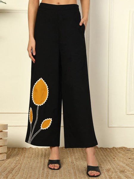 Women One Shoulder Patch Work Pure Cotton Top With Palazzos Set Indo-Western Outfit VitansEthnics