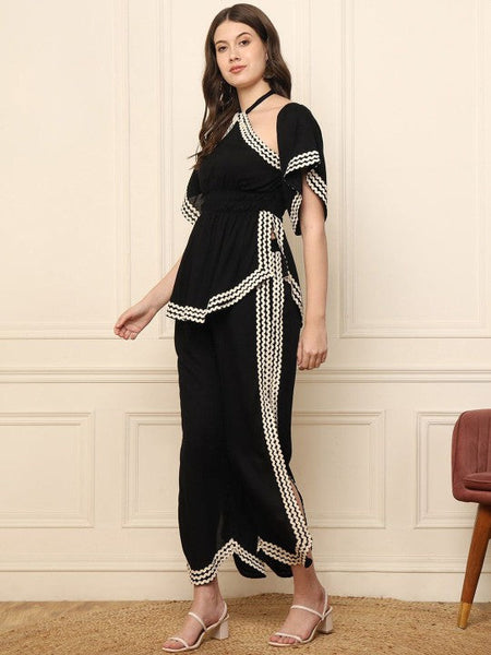 Women Self Design Top With Trousers Coords Set Indo-Western Outfit VitansEthnics