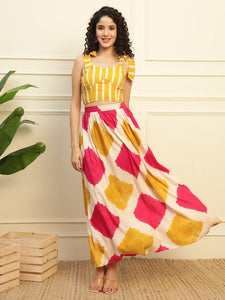 Women Printed Shoulder Straps Top With Skirt Co-Ords Set Indo-Western Outfit VitansEthnics