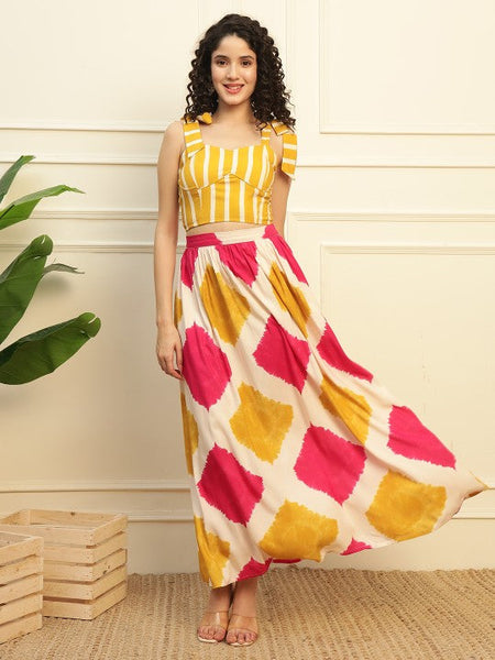 Women Printed Shoulder Straps Top With Skirt Co-Ords Set Indo-Western Outfit VitansEthnics