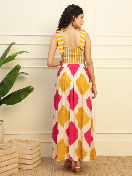 Women Printed Shoulder Straps Top With Skirt Co-Ords Set Indo-Western Outfit VitansEthnics