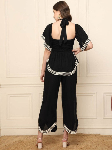 Women Self Design Top With Trousers Coords Set Indo-Western Outfit VitansEthnics