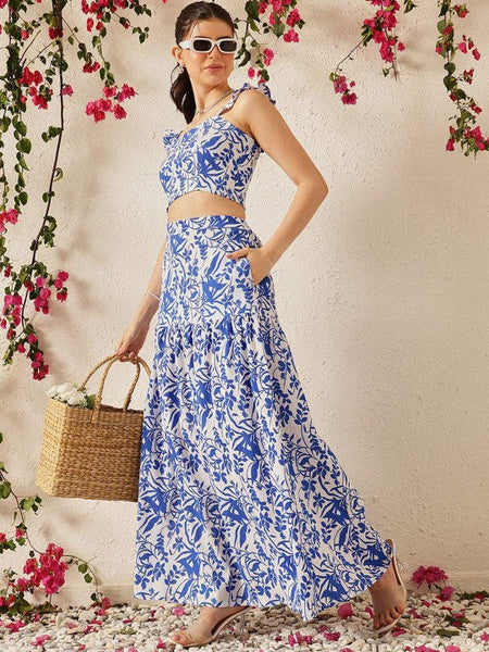 Women Printed Top & Skirt Co-Ord Set VitansEthnics
