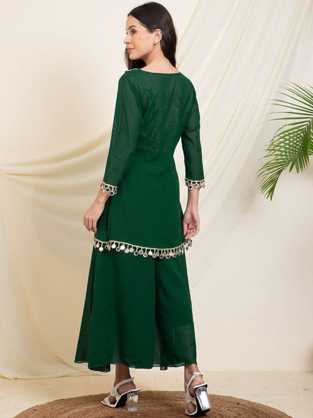 Women Printed Tunic Top With Palazzos Set Indo-Western Outfit VitansEthnics