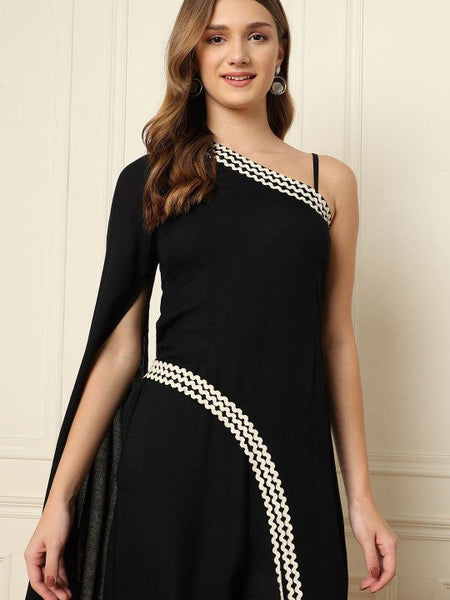 Women One Shoulder Tunic Top With Palazzos Set Indo-Western Outfit VitansEthnics