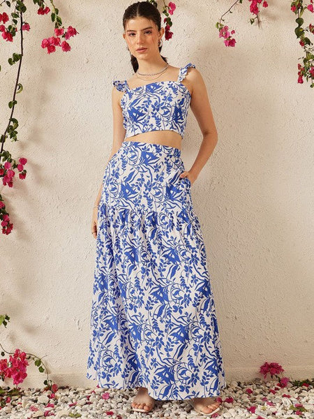 Women Printed Top & Skirt Co-Ord Set VitansEthnics