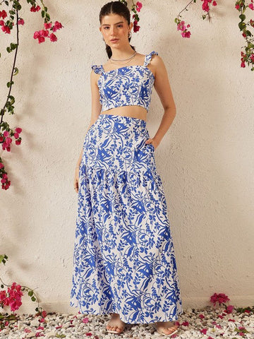 Women Printed Top & Skirt Co-Ord Set VitansEthnics