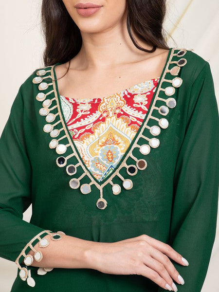Women Printed Tunic Top With Palazzos Set Indo-Western Outfit VitansEthnics