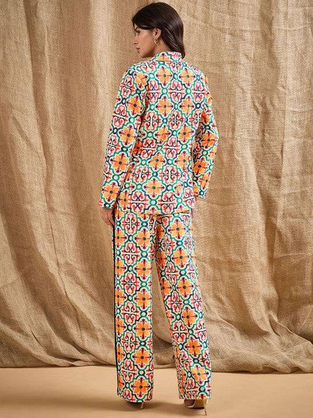Women Floral Printed Blazer With Trousers Co-Ords Set VitansEthnics