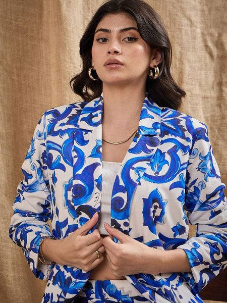 Women Floral Printed Blazer With Trousers Co-Ords Set VitansEthnics