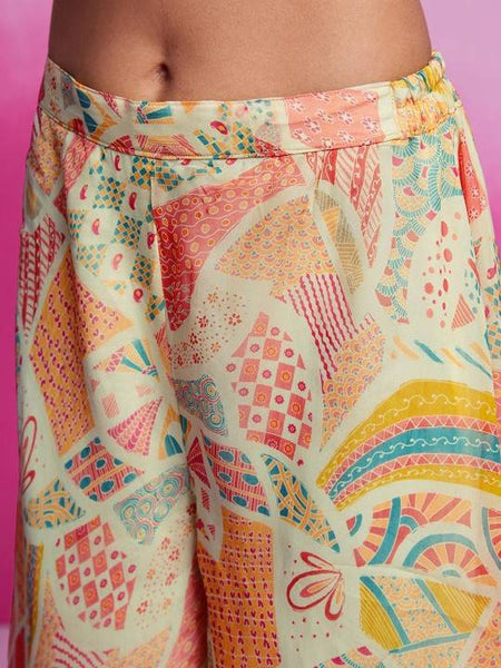 Women Floral Printed One Shoulder Ruffles Top With Palazzo Co-Ords Set VitansEthnics