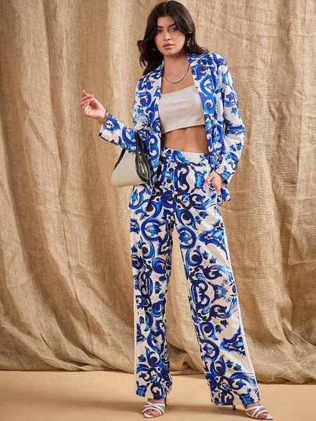 Women Floral Printed Blazer With Trousers Co-Ords Set VitansEthnics