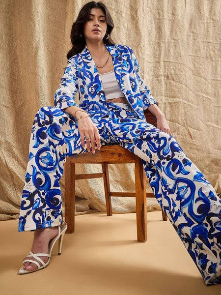 Women Floral Printed Blazer With Trousers Co-Ords Set VitansEthnics