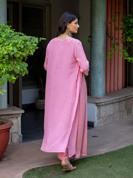 Women Embroidered Crop Top With Shrug & Palazzos Indo Western Fusion Outfit VitansEthnics