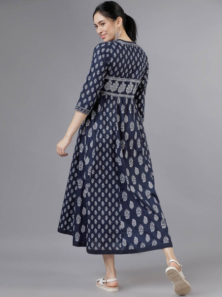 Women Indian Floral Printed Fit & Flare Empire Indo Western Fusion Dress