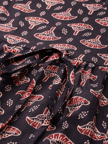 Women Indian Floral Printed Puff Sleeves Maxi Ethnic Dress