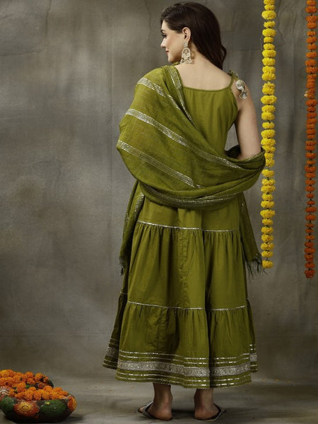 Women Embroidered Indian Maxi Ethnic Dress With Dupatta Indian Fusion Outfit