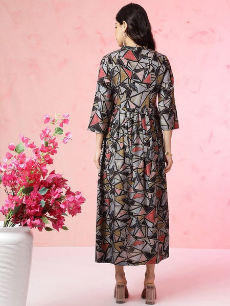 Women Indian Floral Printed Fit & Flare Ethnic Maxi Dress