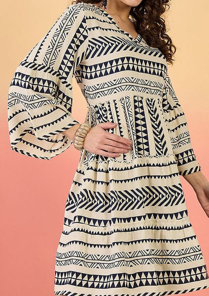 Women Indian Floral Printed Fit & Flare Tiered Fusion Dress