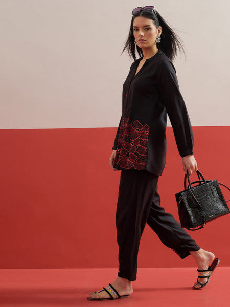 Women Shadow Work Embroidered Top with Trousers Co-ords Set VitansEthnics