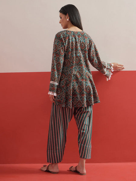 Women Ethnic Motifs Printed Pure Cotton Kurti & Farshi Trousers Co-ords Set VitansEthnics